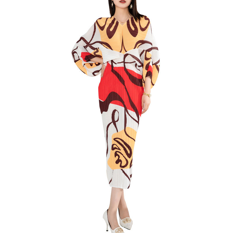 Geometric Harmony Batwing Dress