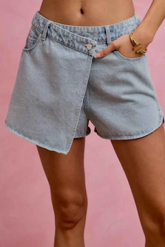 Nova Babe Washed Denim Wrap Skorts