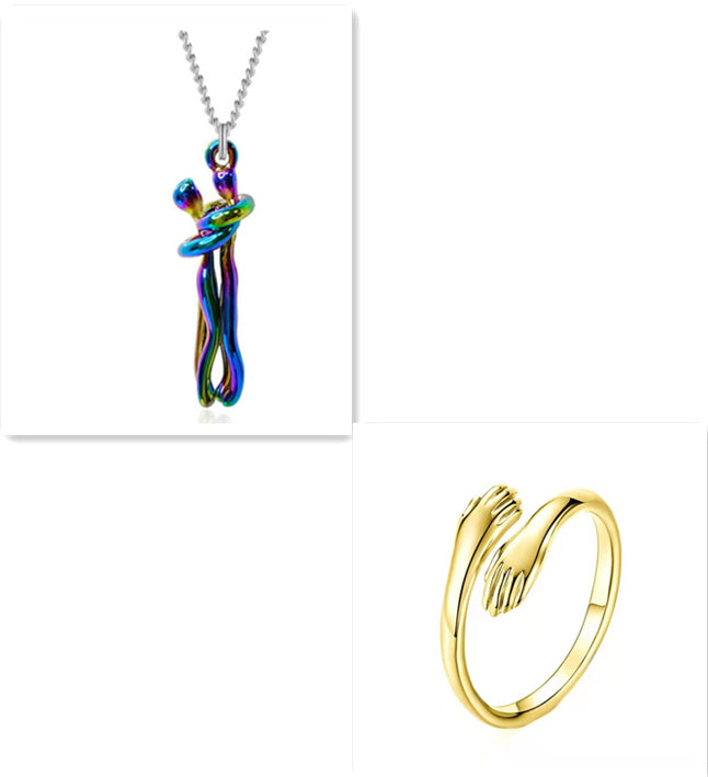 Unisex-Halskette „Liebesumarmung“ – Schlichte Schlüsselbeinkette für Männer, Frauen und Paare 