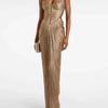 Metallic Pleated Corset Maxi Dress