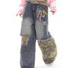 Urban Rebel Patchwork Distressed Wide-Leg Jeans