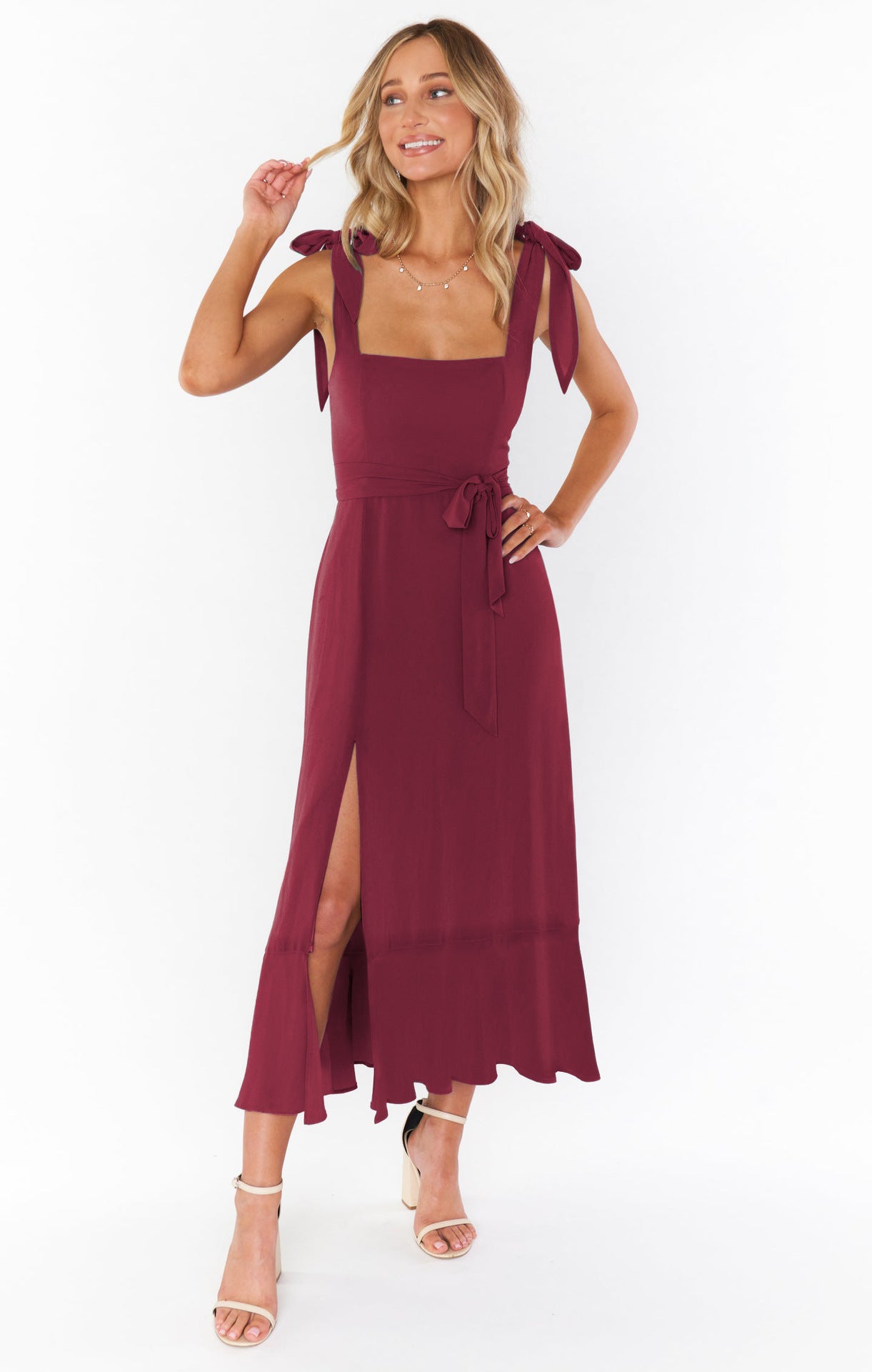 Elegant Lace-Up Suspender Split Dress – Chic Summer Beachwear