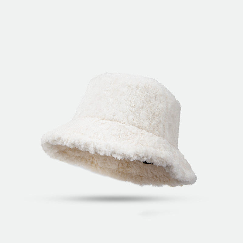 Lambswool Fisherman Hat – Winter Warm Solid Color Bucket Hat for Women