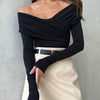 Off-Shoulder Ruched Long Sleeve Bodysuit