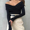 Off-Shoulder Ruched Long Sleeve Bodysuit