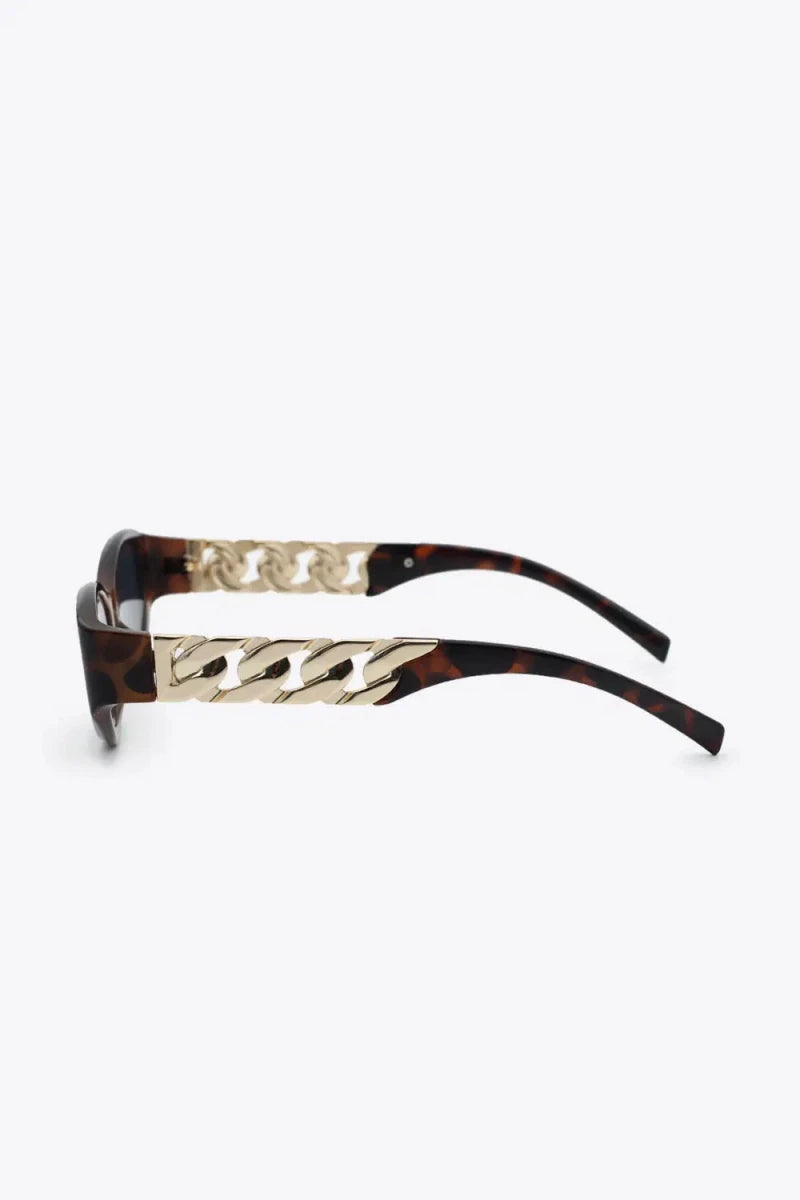 Chain Detail Temple Cat Eye Sunglasses - Lustreve