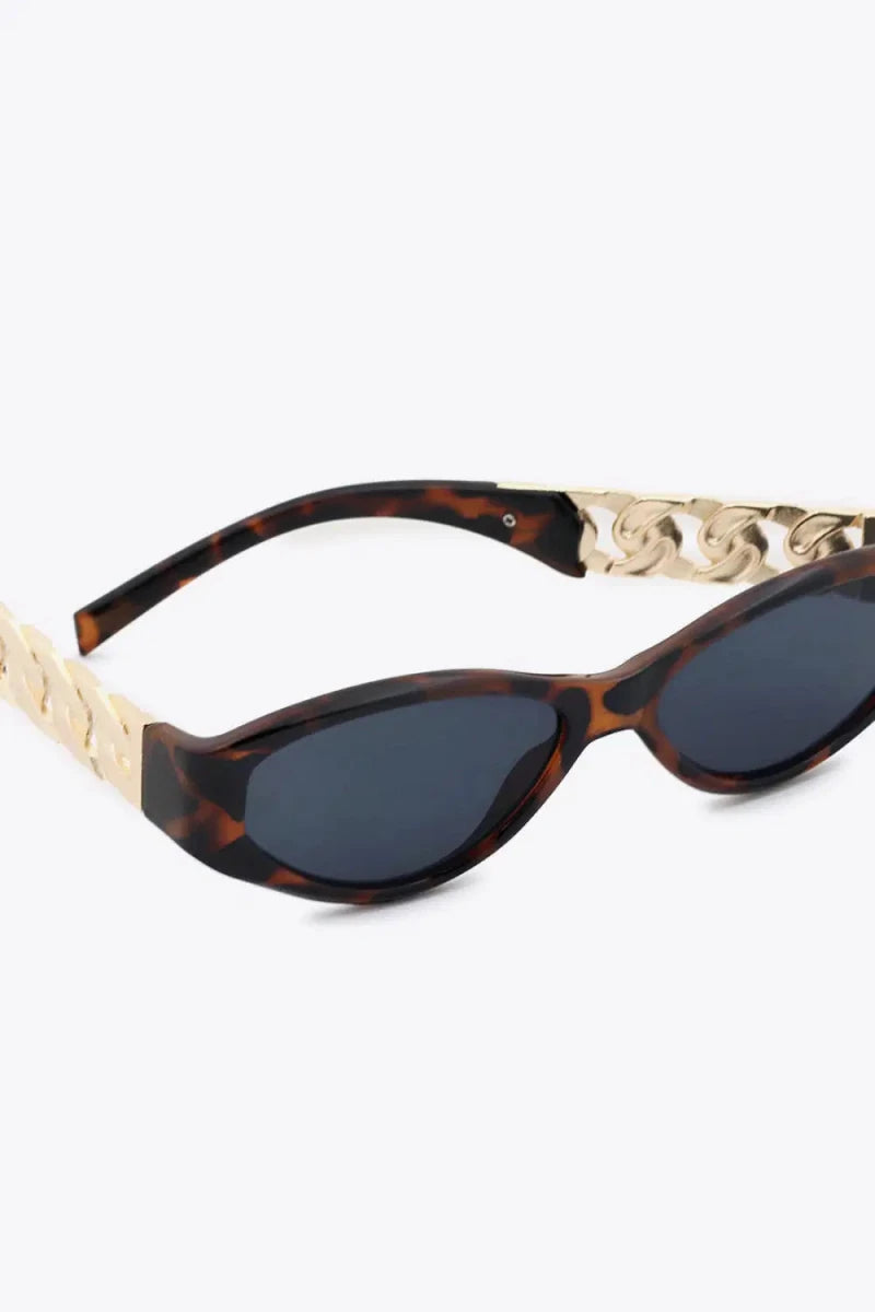 Chain Detail Temple Cat Eye Sunglasses - Lustreve