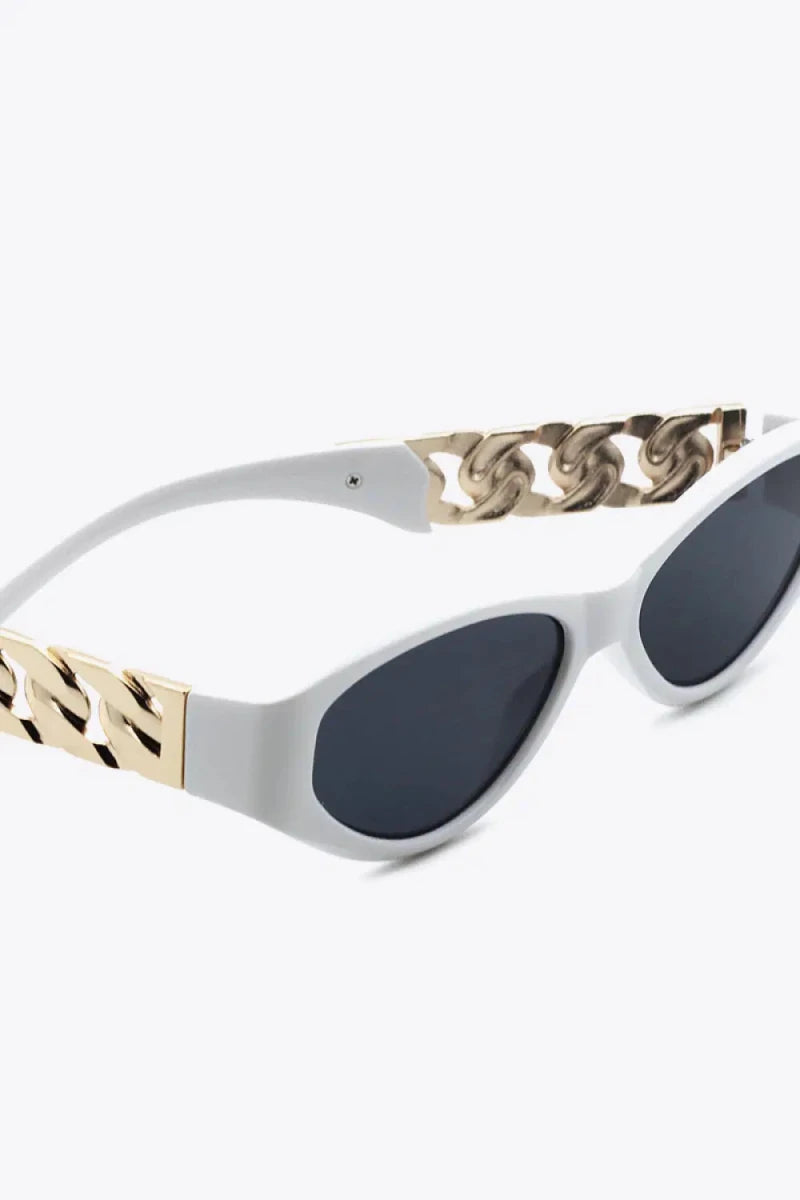 Chain Detail Temple Cat Eye Sunglasses - Lustreve