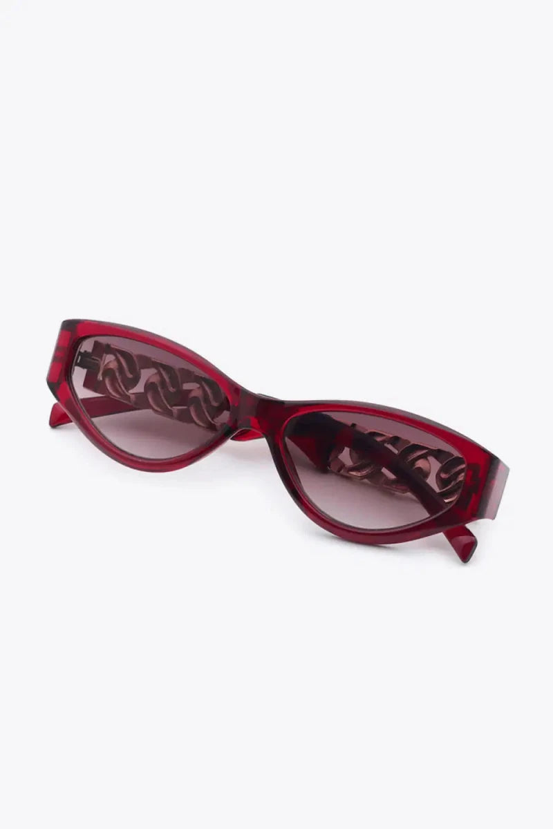 Chain Detail Temple Cat Eye Sunglasses - Lustreve