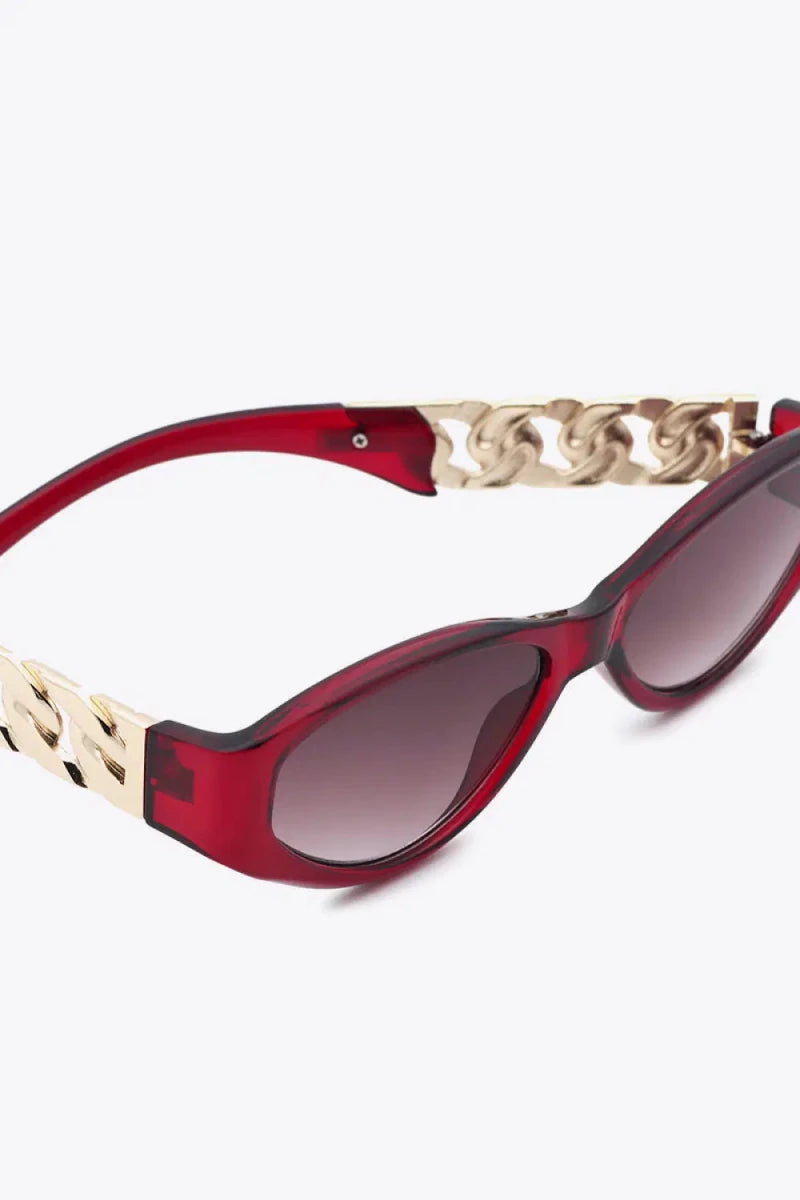 Chain Detail Temple Cat Eye Sunglasses - Lustreve