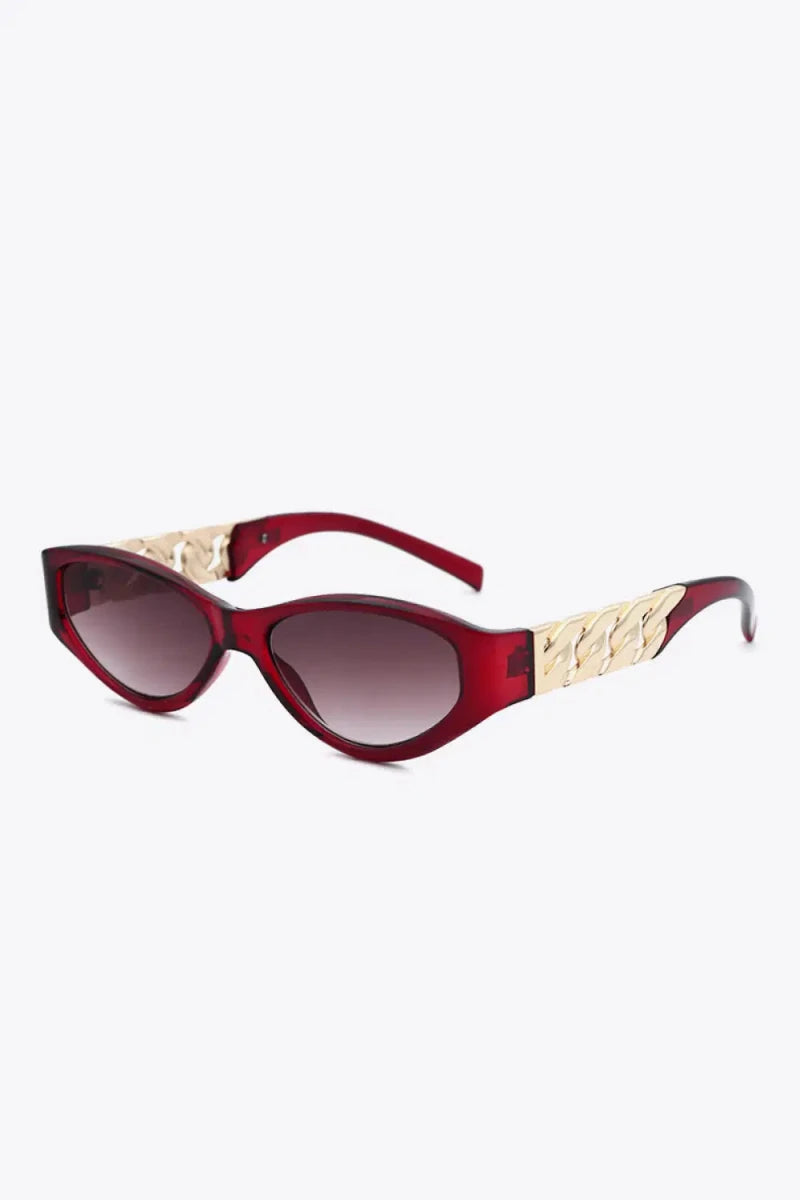 Chain Detail Temple Cat Eye Sunglasses - Lustreve