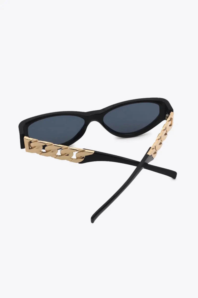 Chain Detail Temple Cat Eye Sunglasses - Lustreve