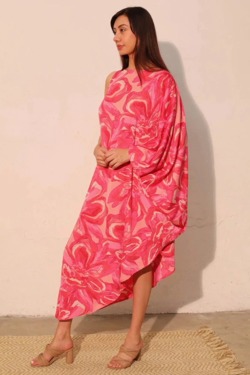 Chasing Petals One Sleeve Dress - Lustreve