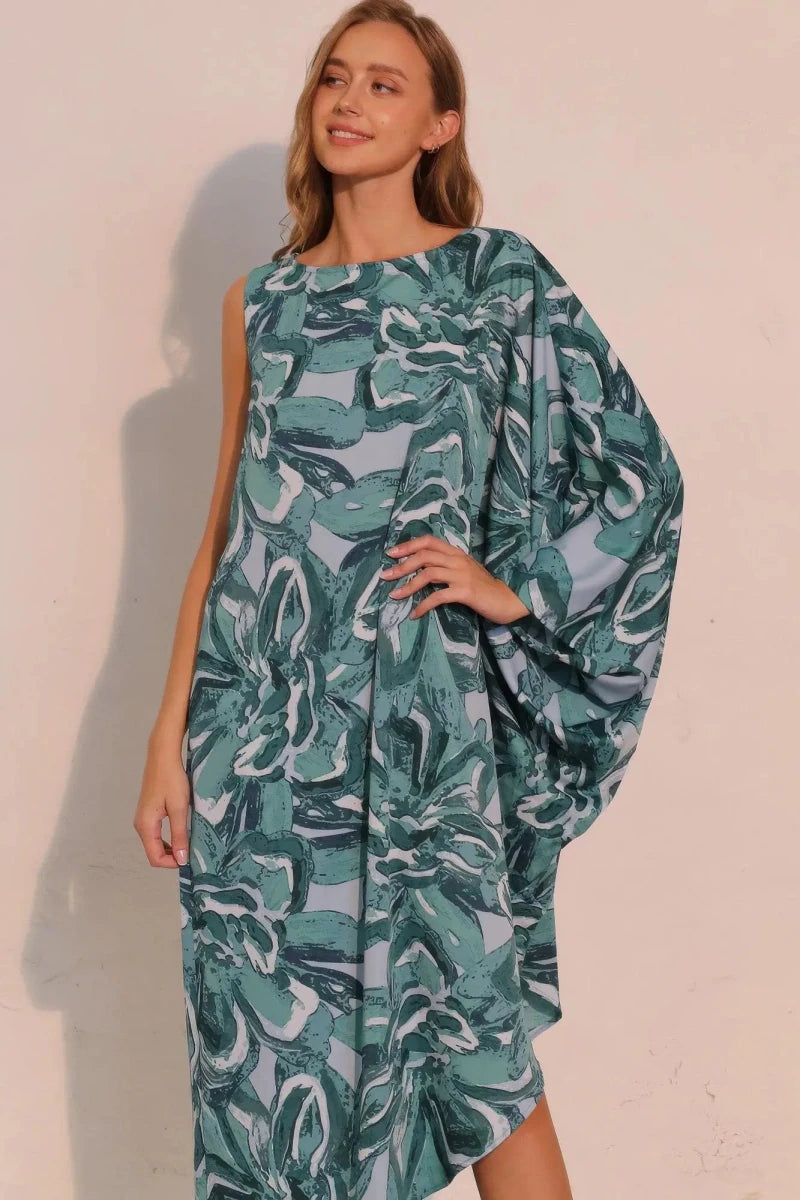 Chasing Petals One Sleeve Dress - Lustreve