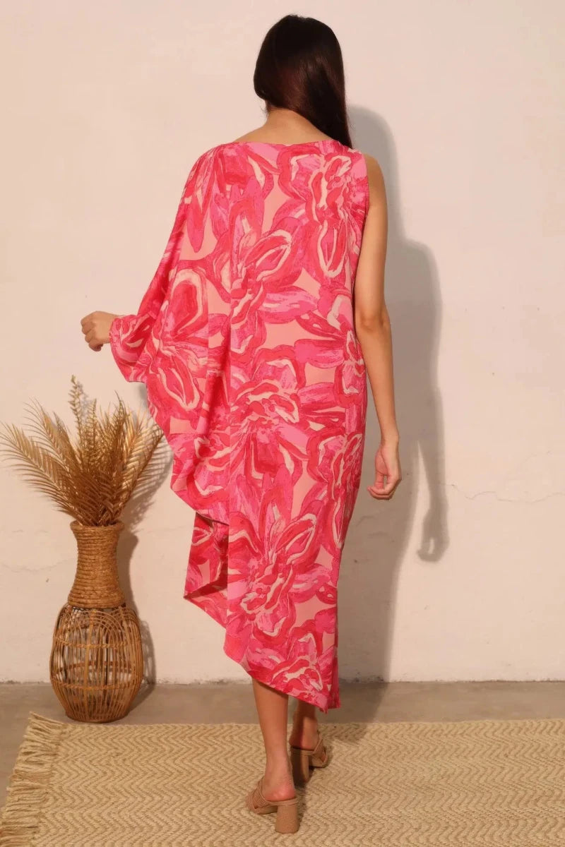 Chasing Petals One Sleeve Dress - Lustreve
