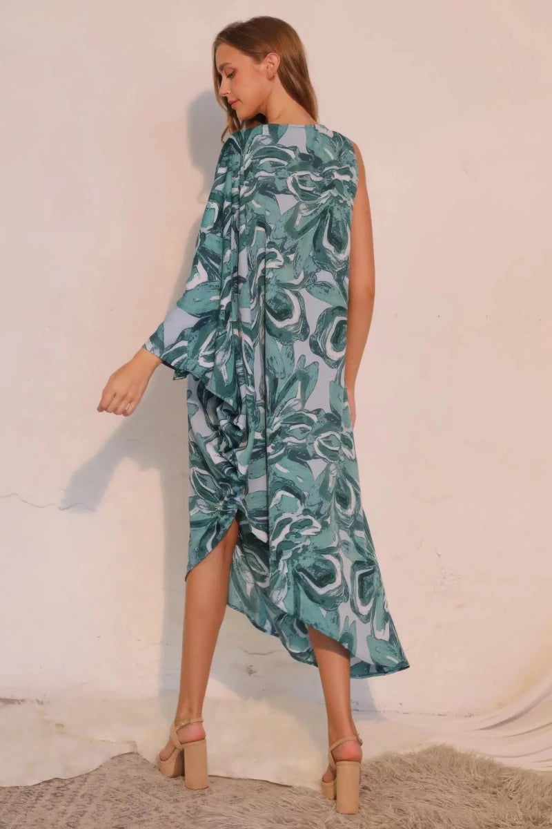 Chasing Petals One Sleeve Dress - Lustreve