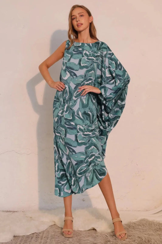 Chasing Petals One Sleeve Dress - Lustreve