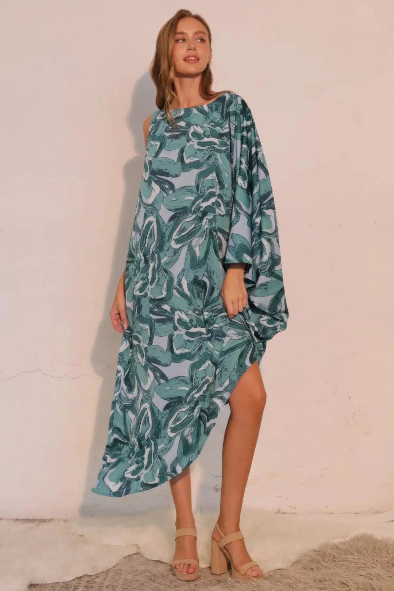 Chasing Petals One Sleeve Dress - Lustreve