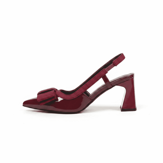 Midnight Elegance Bow Sling Heels