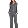 Collared Neck Long Sleeve Loungewear Set with Pockets - Lustreve