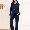 Collared Neck Long Sleeve Loungewear Set with Pockets - Lustreve
