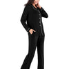 Collared Neck Long Sleeve Loungewear Set with Pockets - Lustreve