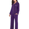 Collared Neck Long Sleeve Loungewear Set with Pockets - Lustreve