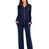 Collared Neck Long Sleeve Loungewear Set with Pockets - Lustreve