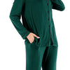 Collared Neck Long Sleeve Loungewear Set with Pockets - Lustreve