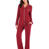Collared Neck Long Sleeve Loungewear Set with Pockets - Lustreve