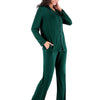 Collared Neck Long Sleeve Loungewear Set with Pockets - Lustreve