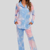 Collared Neck Long Sleeve Loungewear Set with Pockets - Lustreve