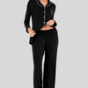 Collared Neck Long Sleeve Loungewear Set with Pockets - Lustreve