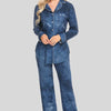 Collared Neck Long Sleeve Loungewear Set with Pockets - Lustreve