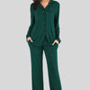 Collared Neck Long Sleeve Loungewear Set with Pockets - Lustreve