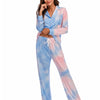 Collared Neck Long Sleeve Loungewear Set with Pockets - Lustreve
