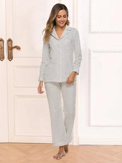 Collared Neck Loungewear Set with Pocket