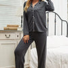 Contrast Piping Button Down Top and Pants Loungewear Set - Lustreve