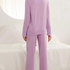 Contrast Piping Button Down Top and Pants Loungewear Set - Lustreve
