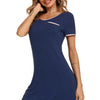 Contrast Trim Pocketed Round Neck Lounge Dress - Lustreve