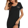Contrast Trim Pocketed Round Neck Lounge Dress - Lustreve