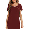 Contrast Trim Pocketed Round Neck Lounge Dress - Lustreve