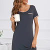 Contrast Trim Pocketed Round Neck Lounge Dress - Lustreve