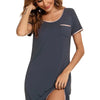 Contrast Trim Pocketed Round Neck Lounge Dress - Lustreve