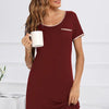 Contrast Trim Pocketed Round Neck Lounge Dress - Lustreve