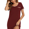 Contrast Trim Pocketed Round Neck Lounge Dress - Lustreve