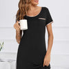 Contrast Trim Pocketed Round Neck Lounge Dress - Lustreve