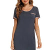 Contrast Trim Pocketed Round Neck Lounge Dress - Lustreve