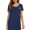 Contrast Trim Pocketed Round Neck Lounge Dress - Lustreve