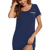 Contrast Trim Pocketed Round Neck Lounge Dress - Lustreve